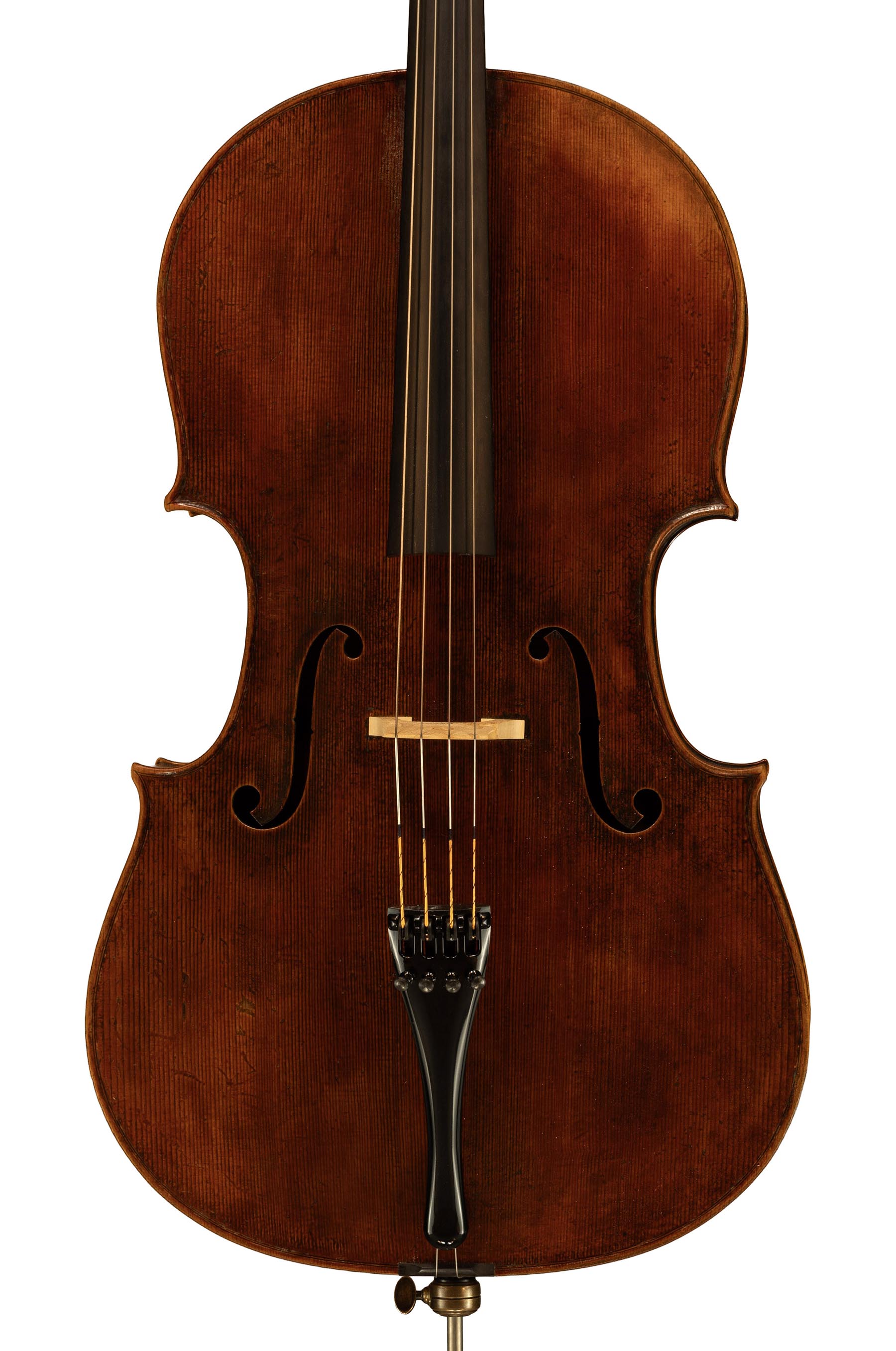 Cello, modelled after a cello by D. Montagnana. Ian McWilliams, 2026. Crawford Instruments