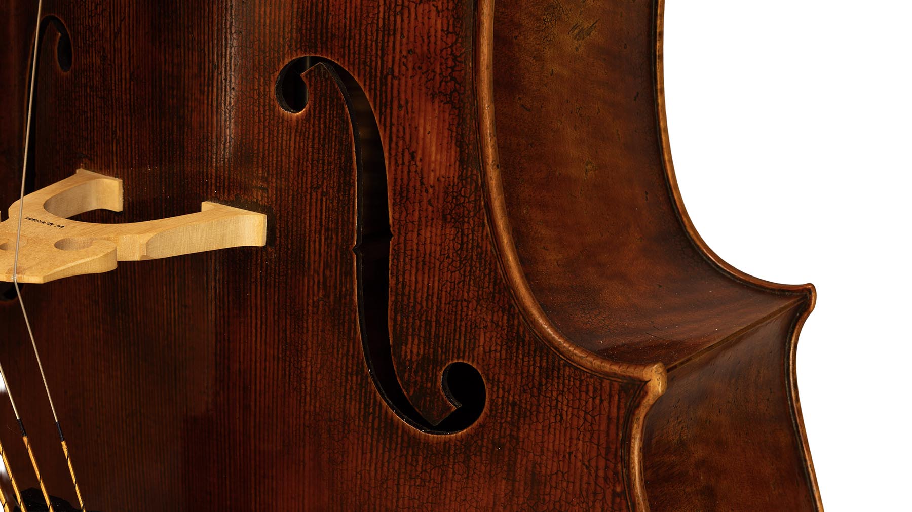 Cello, modelled after a cello by D. Montagnana. Ian McWilliams, 2026. Crawford Instruments